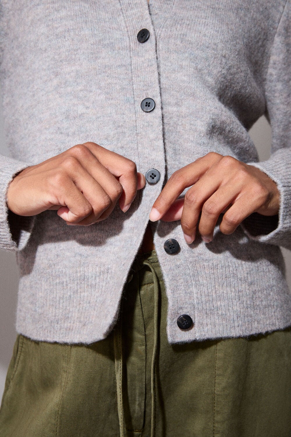 Wool Mix Puff Sleeve Cardigan