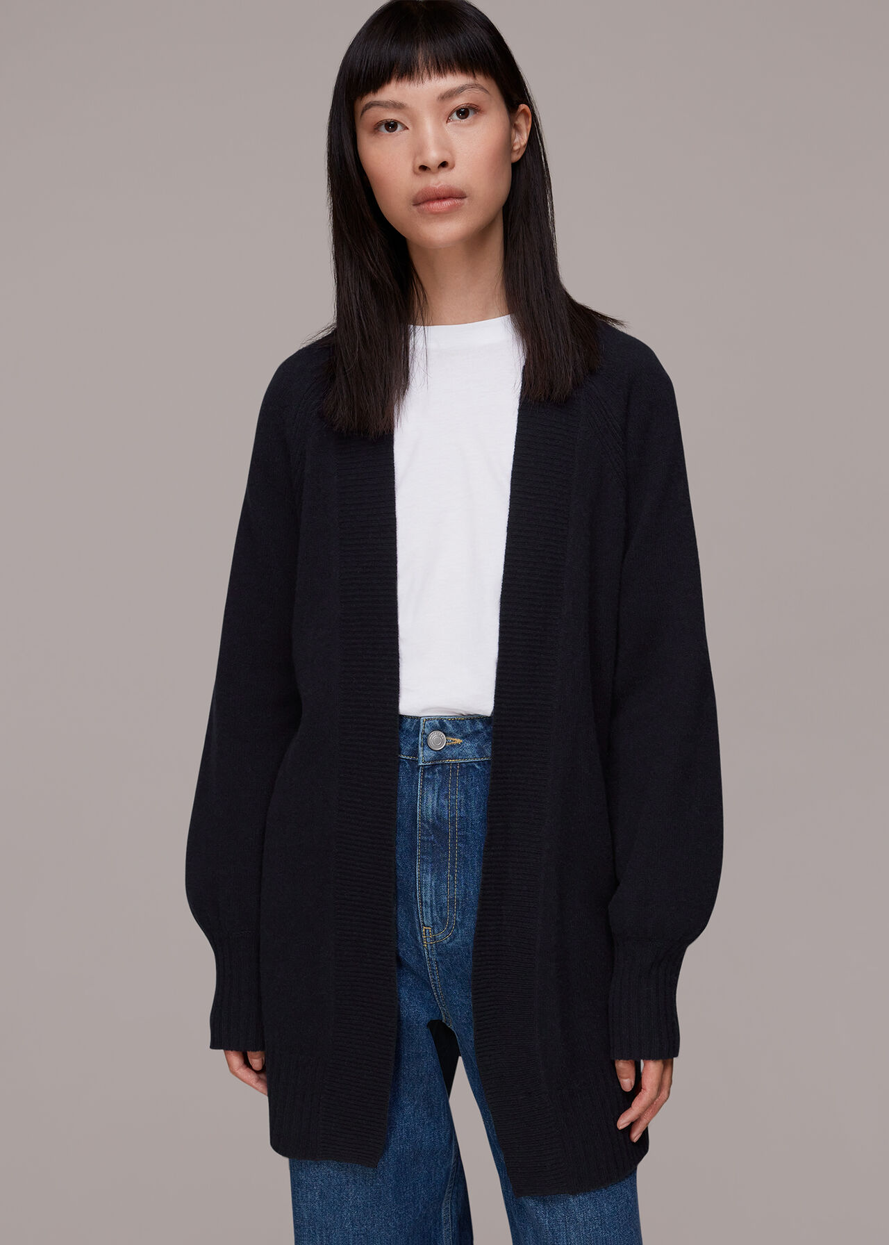 Navy Knitted | WHISTLES Wrap Cardigan 