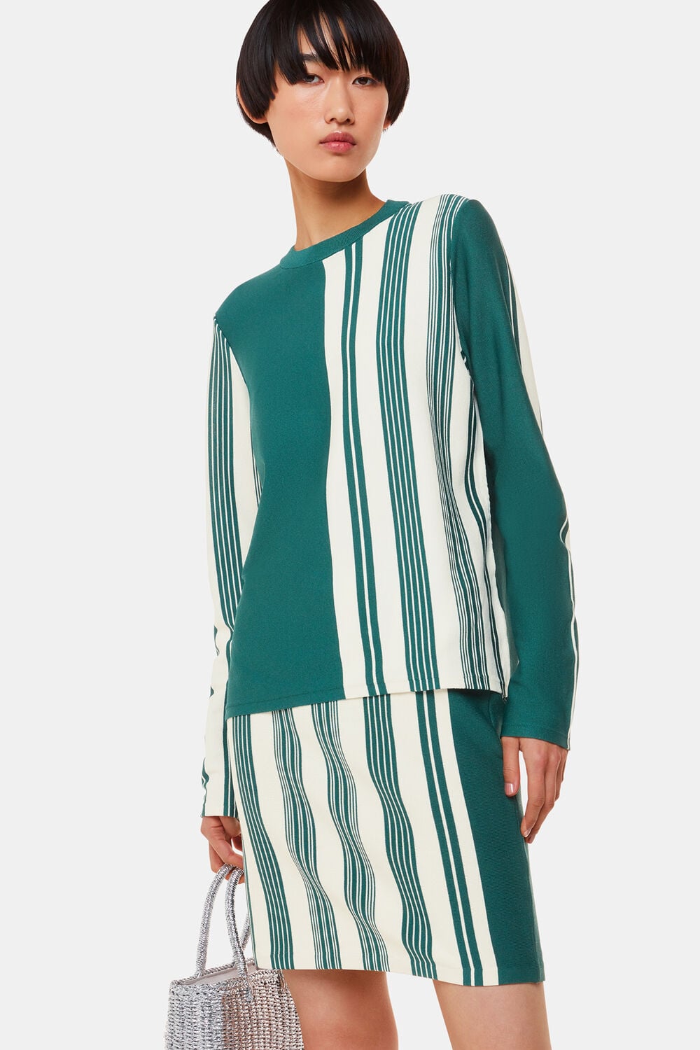 Vertical Stripe Knitted Skirt