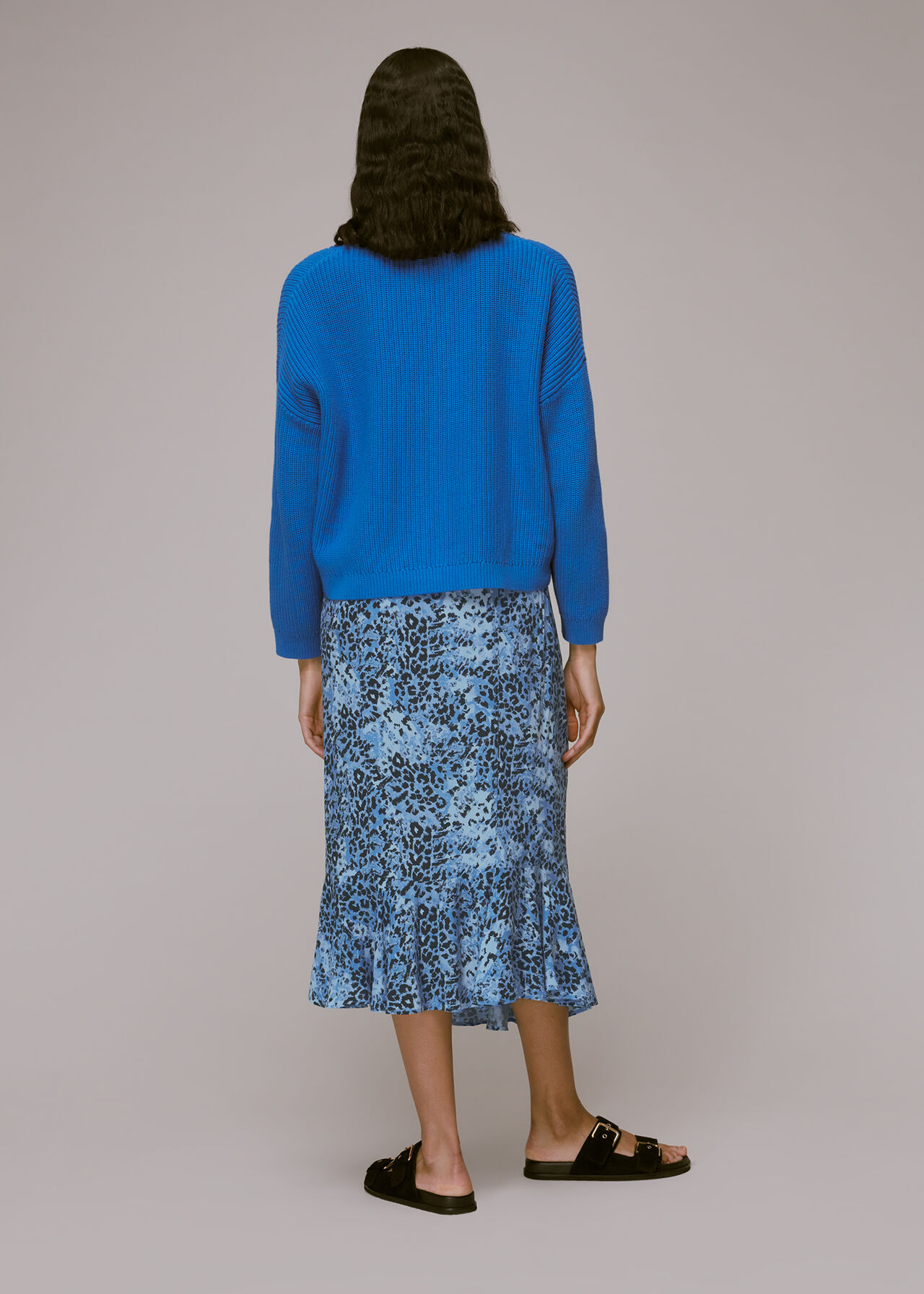 Blue/Multi Hyena Spot Wrap Skirt | WHISTLES