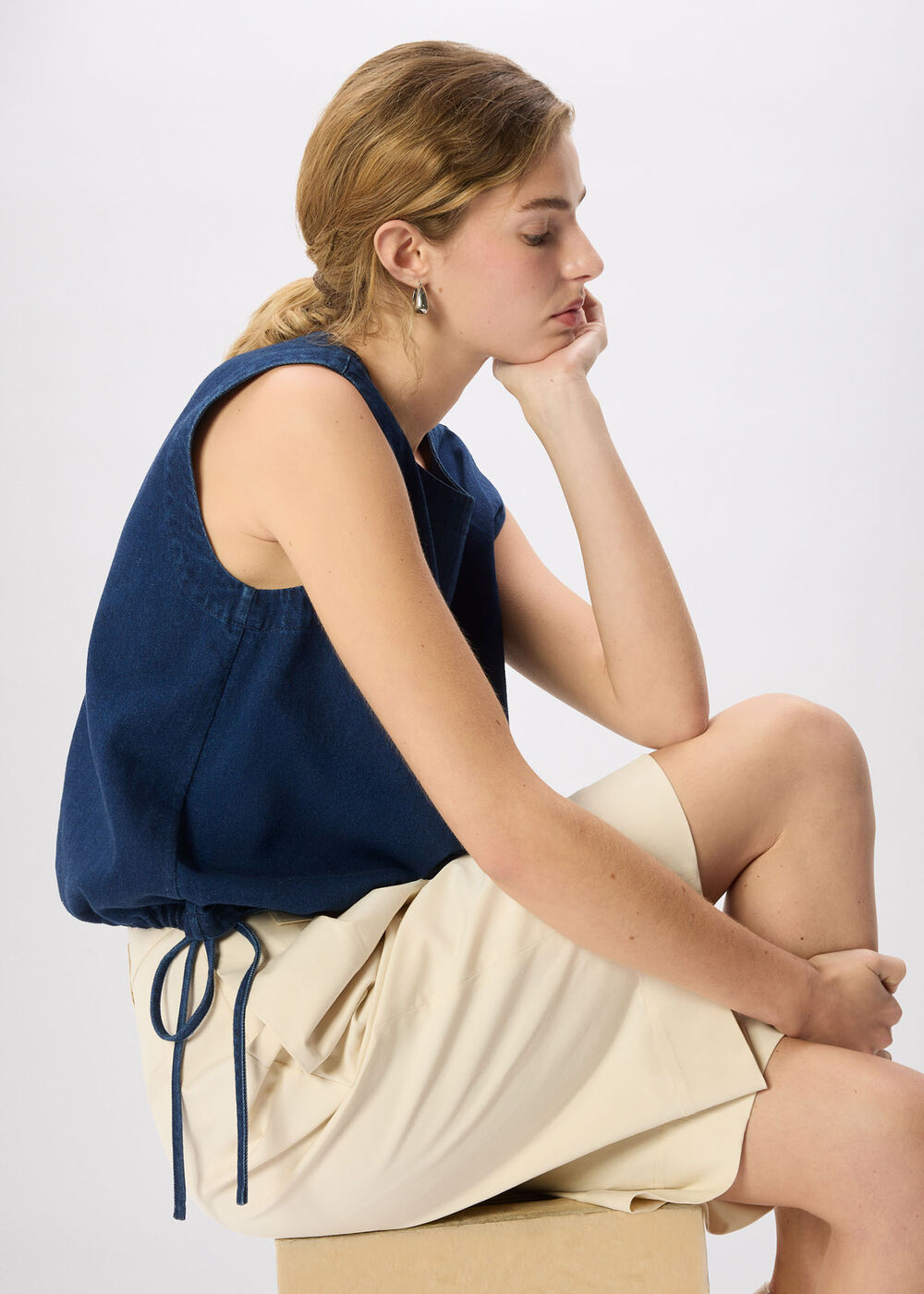Drawstring Detail Cotton Top