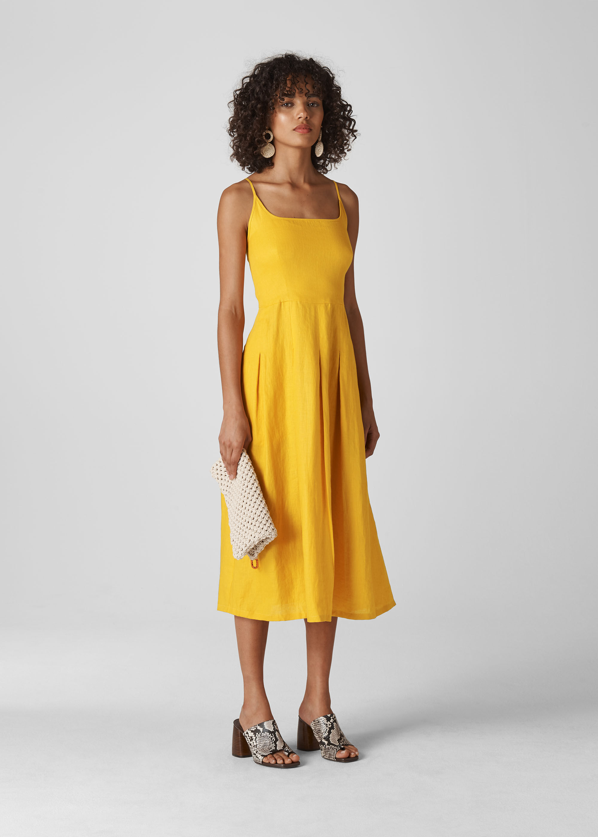 Yellow Duffy Linen Strappy Dress 