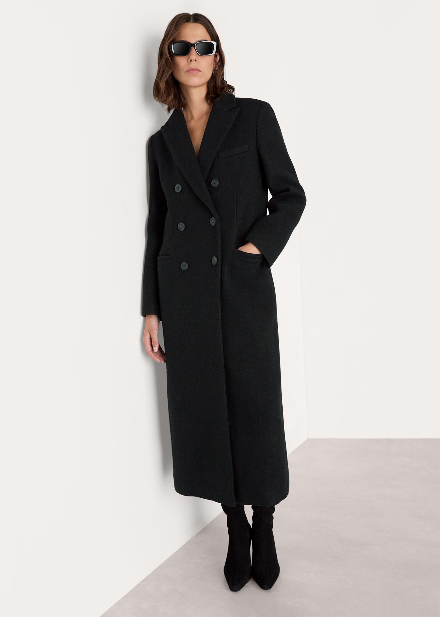 Black Lori Longline Coat | WHISTLES | Whistles US |