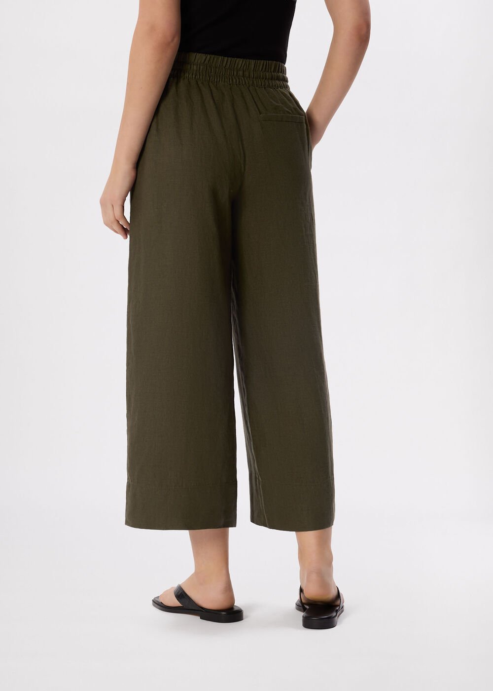Elasticated Linen Crop Trouser