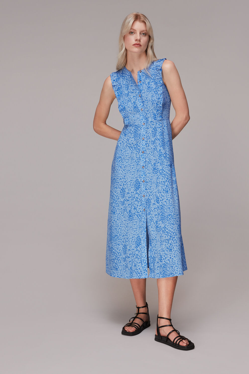 Blue Lively Animal Frill Midi Dress