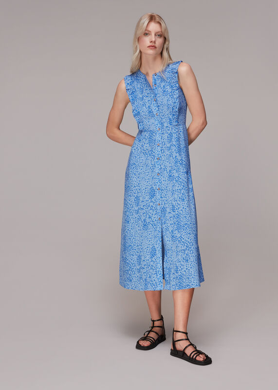 Blue Lively Animal Frill Midi Dress