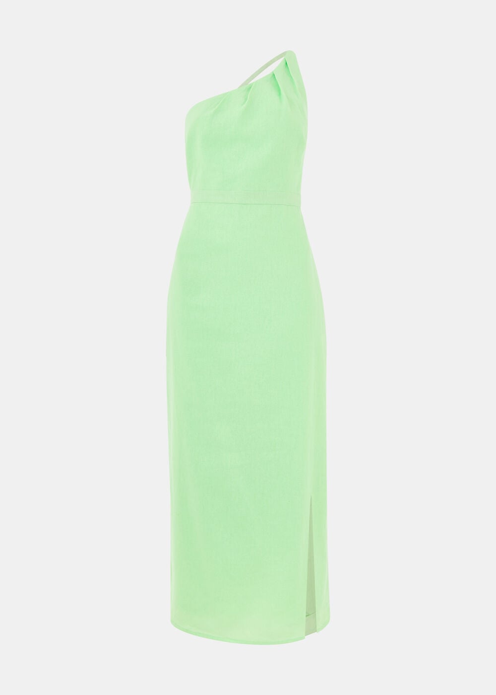 One Shoulder Linen Mix Dress