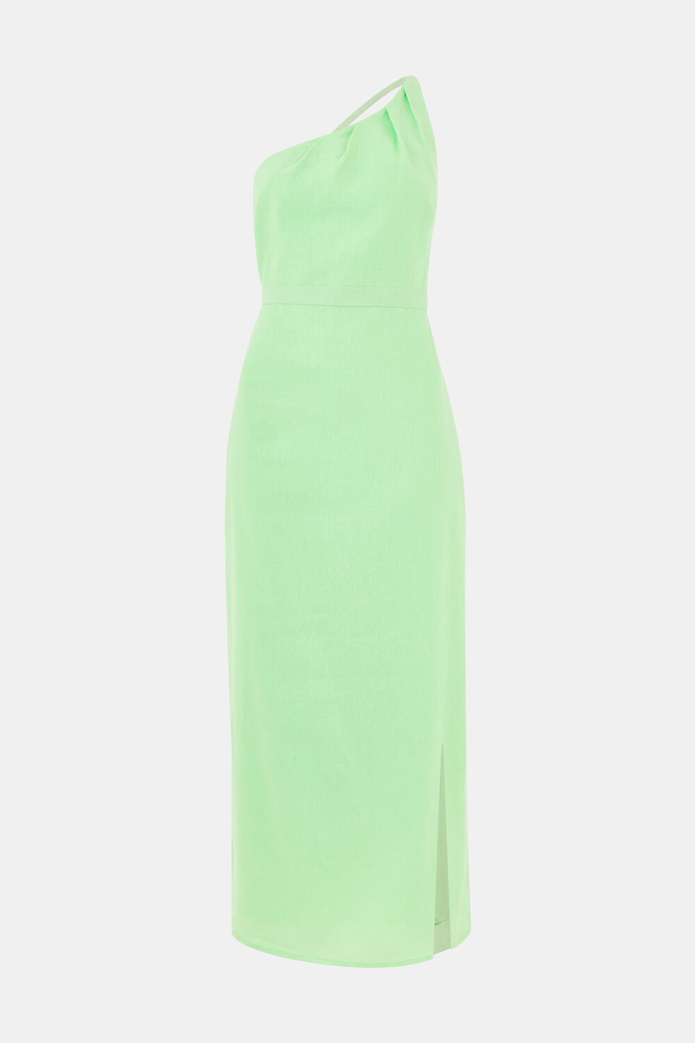 One Shoulder Linen Mix Dress