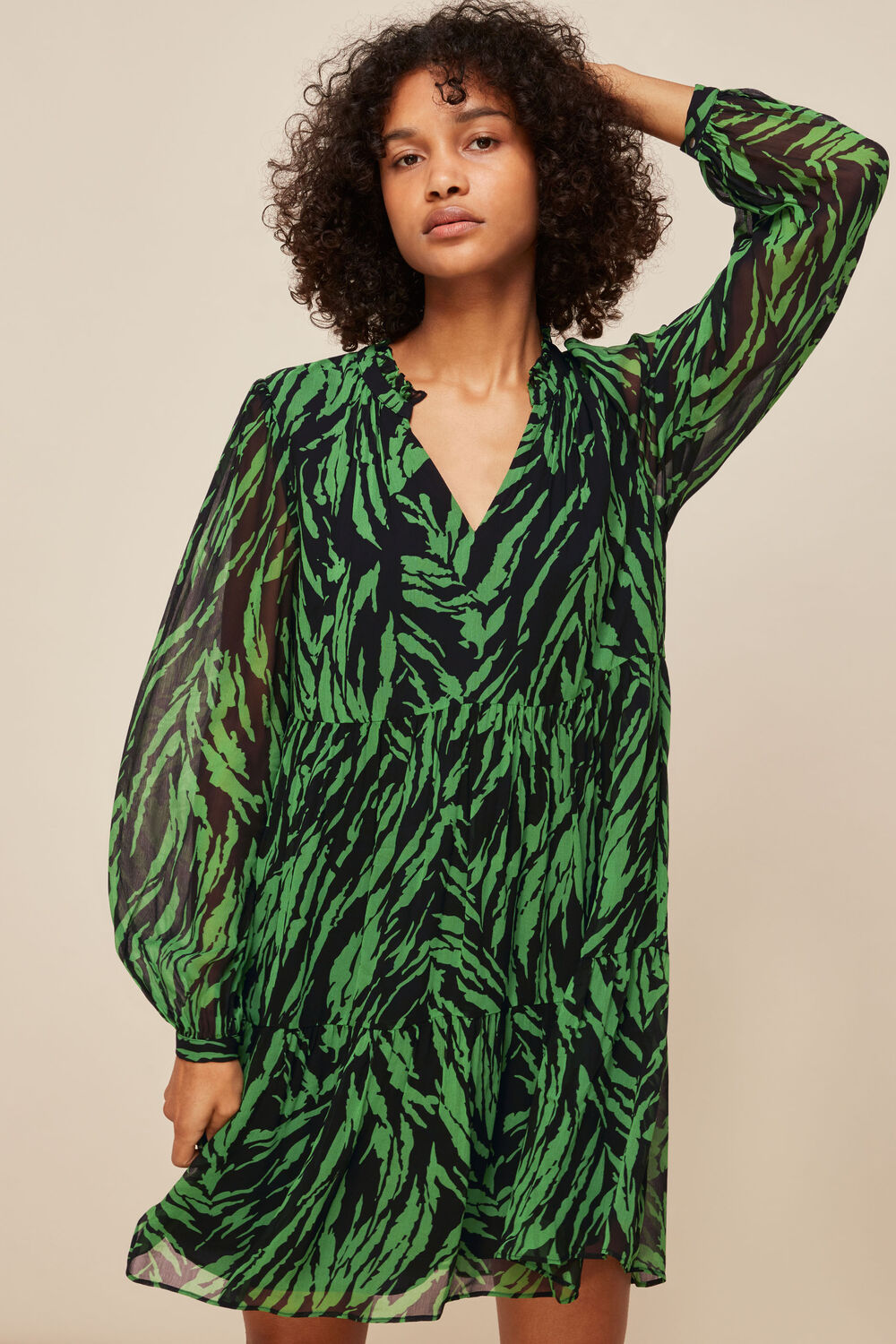 Black Zebra Stripe Trapeze Dress