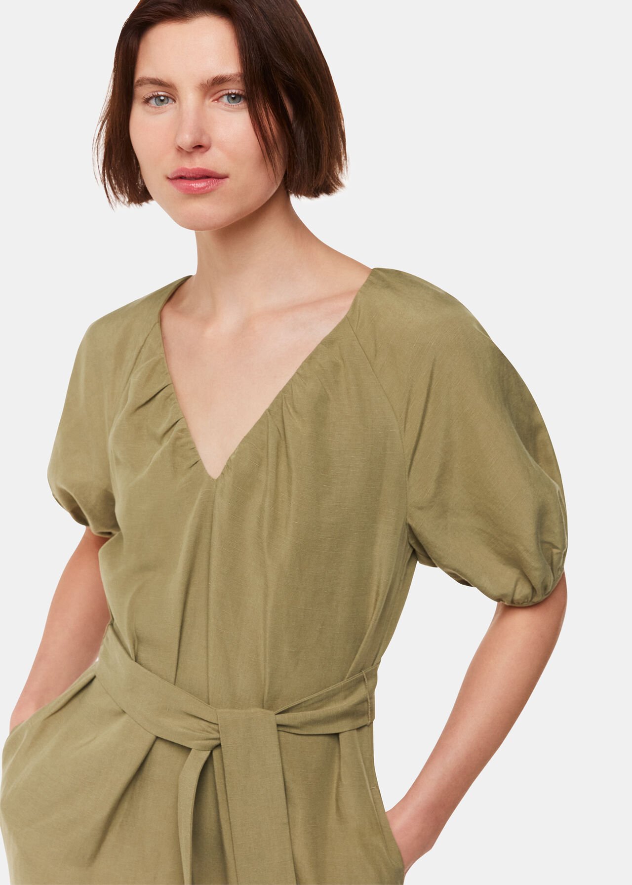 Ariella Linen Blend Midi Dress