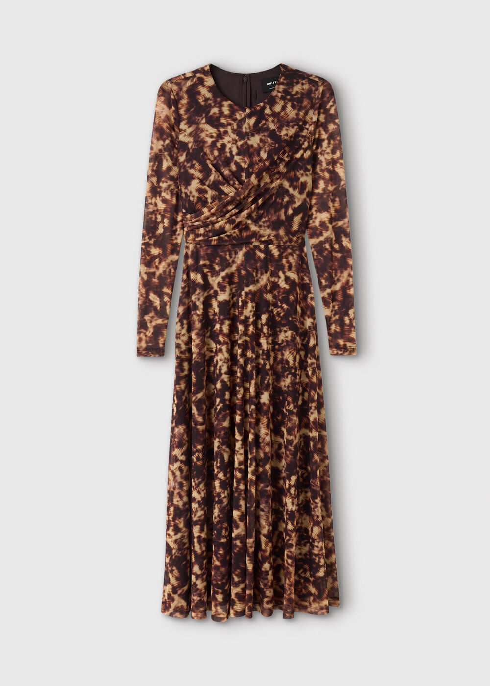 Brown Abstract Animal Mesh Dress