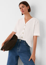 Ella V Neck Button Through Tee