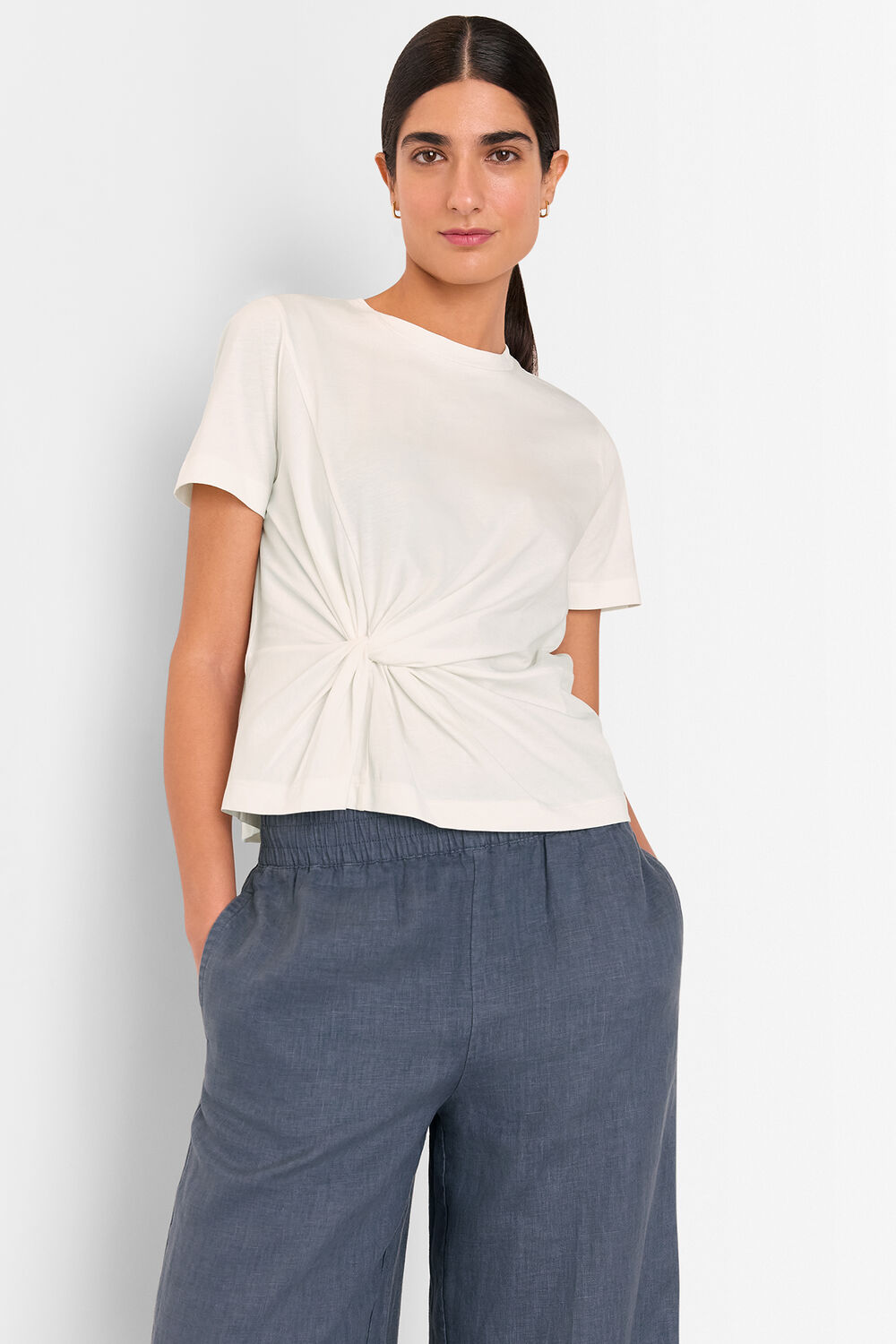 White Twist Front Detail Tee