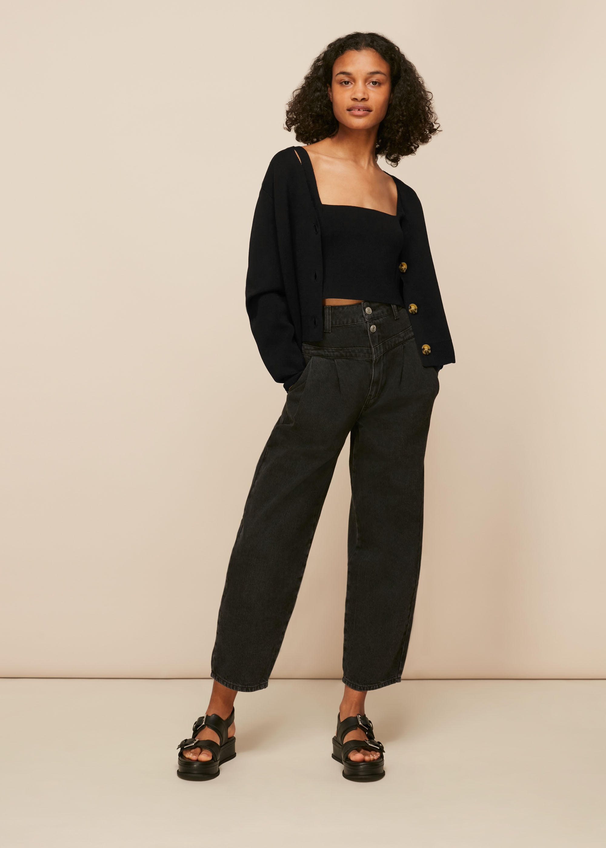 Women's Black Aliya Knitted Cardigan | Whistles US |