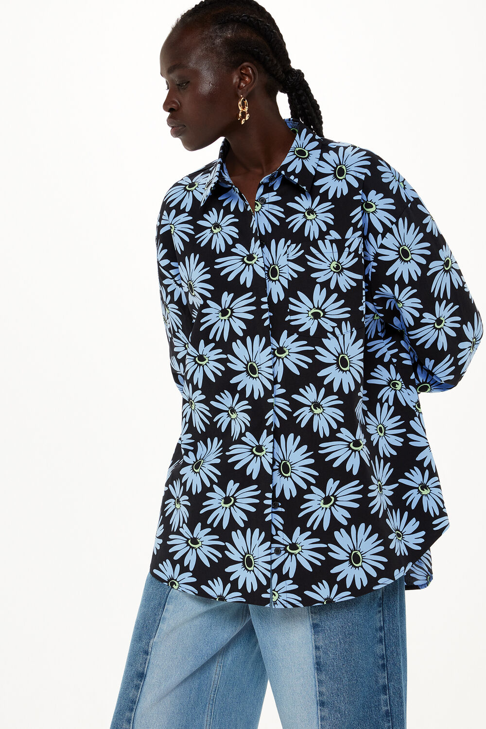 Daisy Print Oversized Shirt