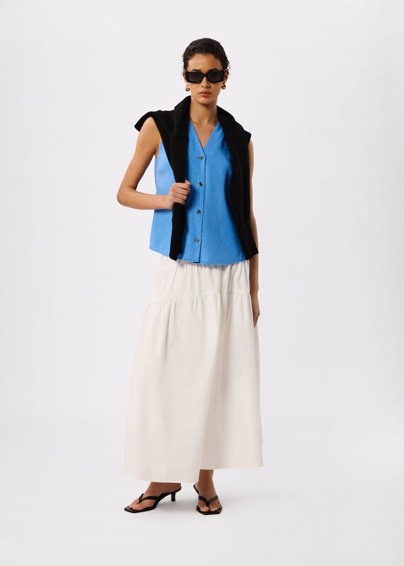 Blue Laura Linen Tank