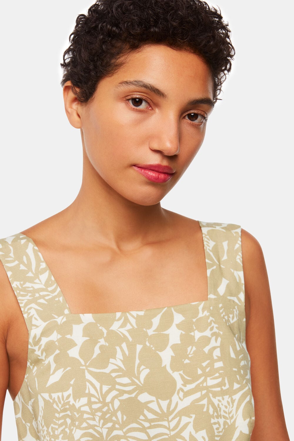 Khaki Tropical Leaves Jumpsuit