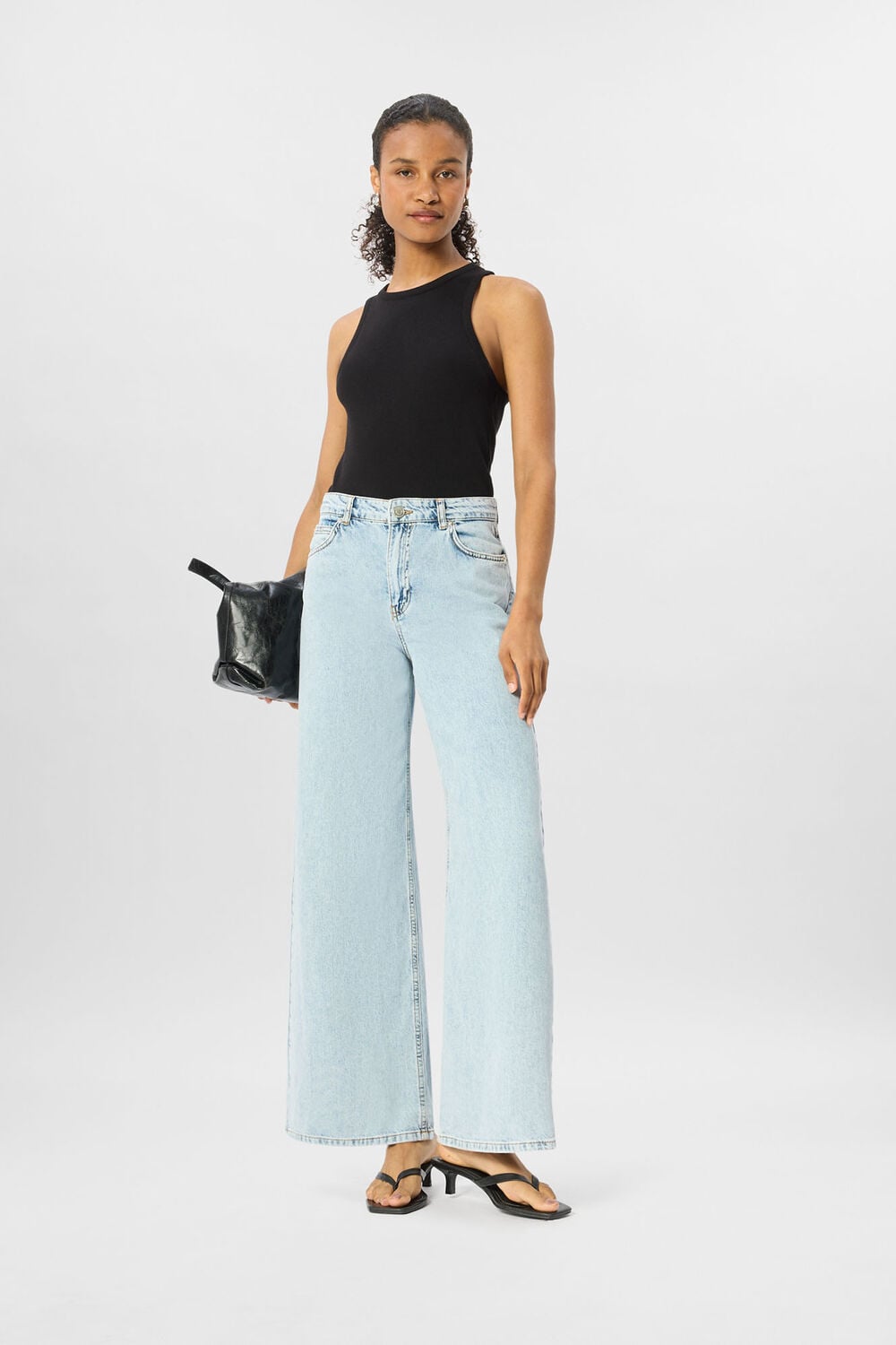 Light Wash Full Length Wide Leg Jean