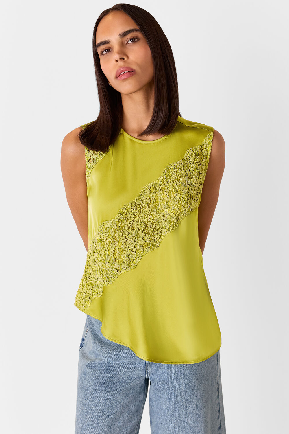 Lime Immie Lace Detail Tank