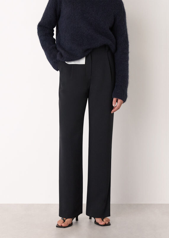 Black Harriet Tapered Crepe Pants 