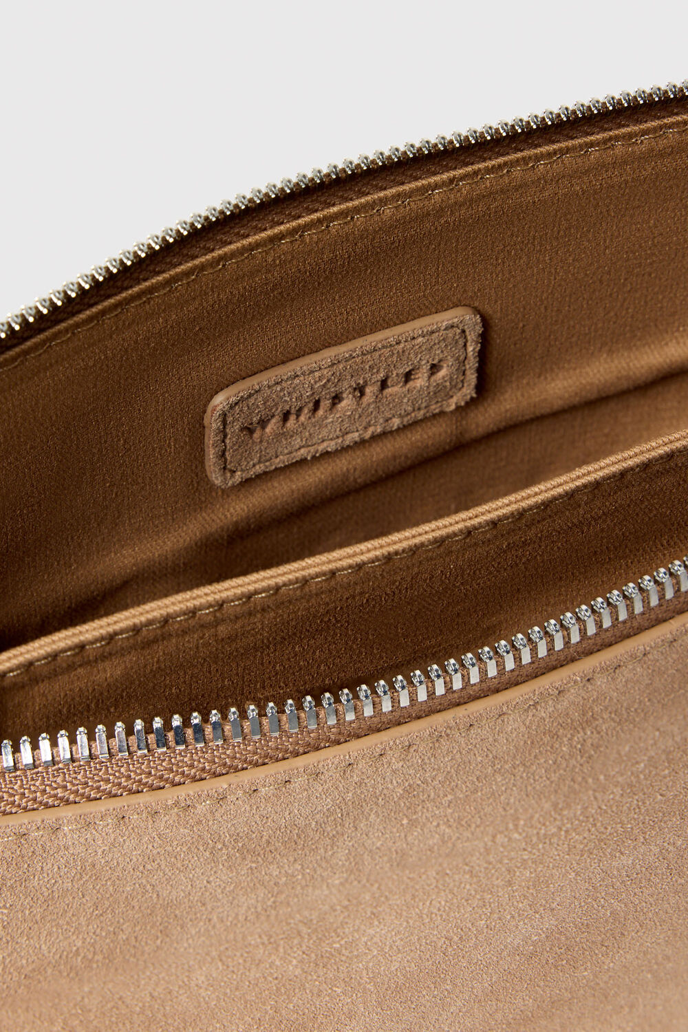 Taupe Elita Suede Pouch Clutch