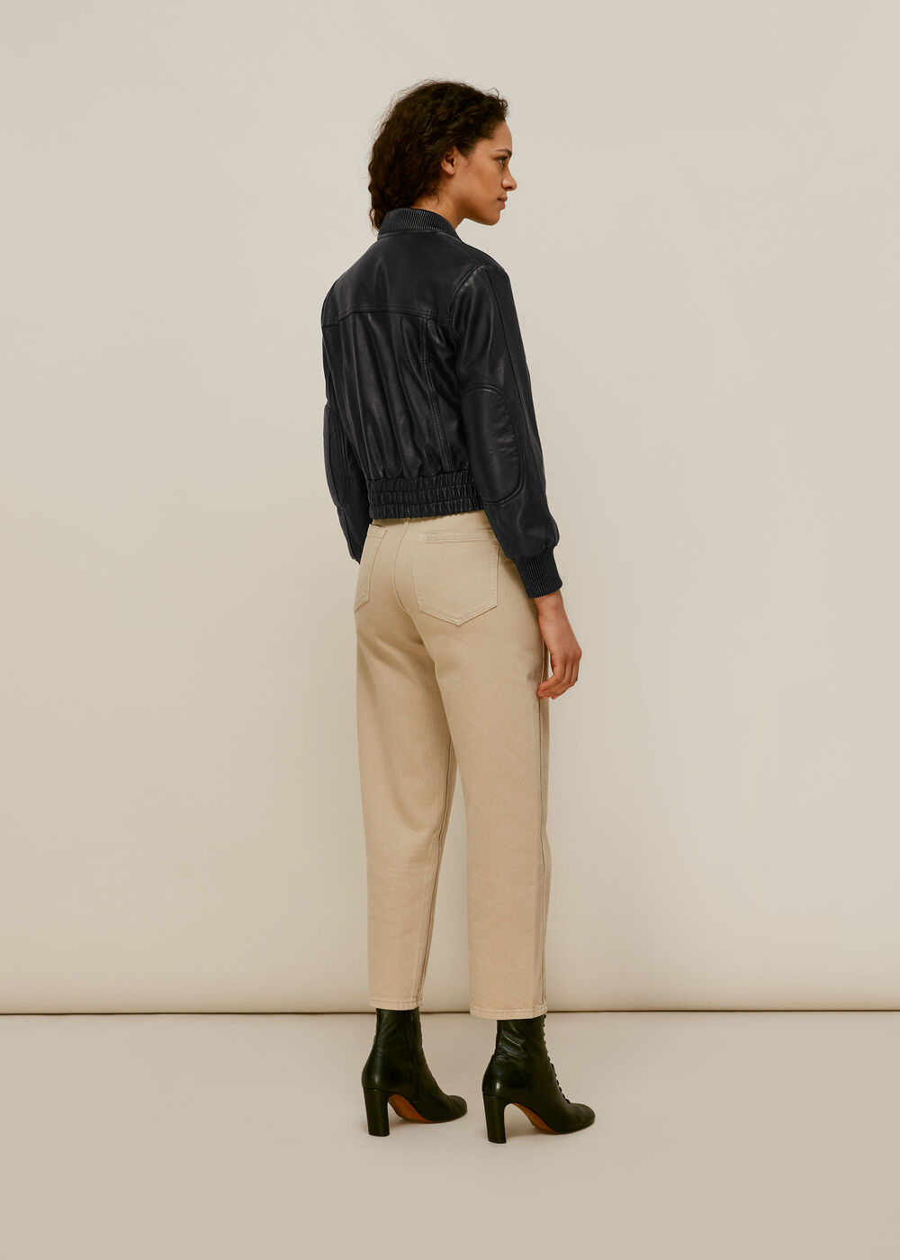 Cropped Bomber Jacket Black