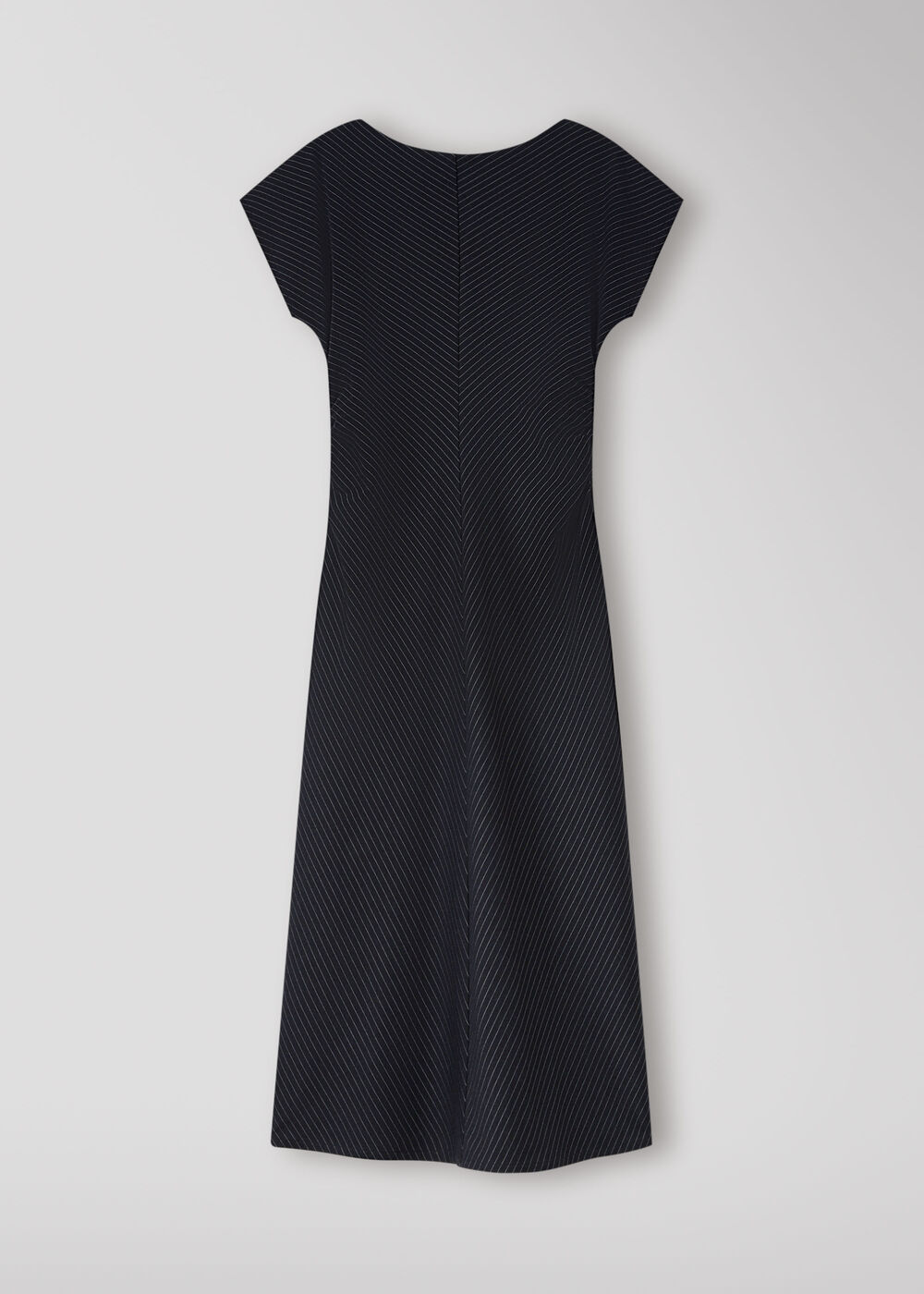 Black Pinstripe Jersey Midi Dress