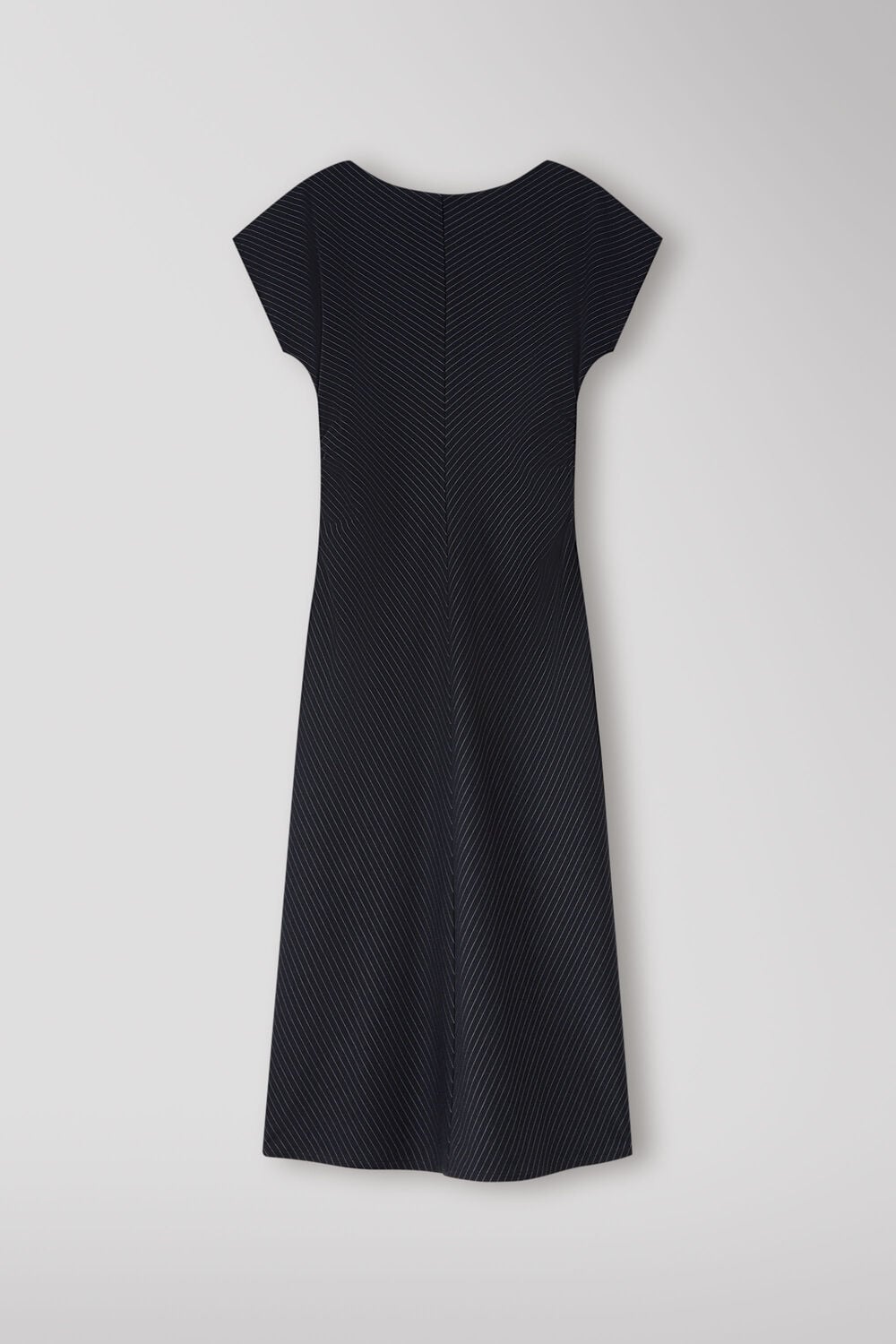 Black Pinstripe Jersey Midi Dress