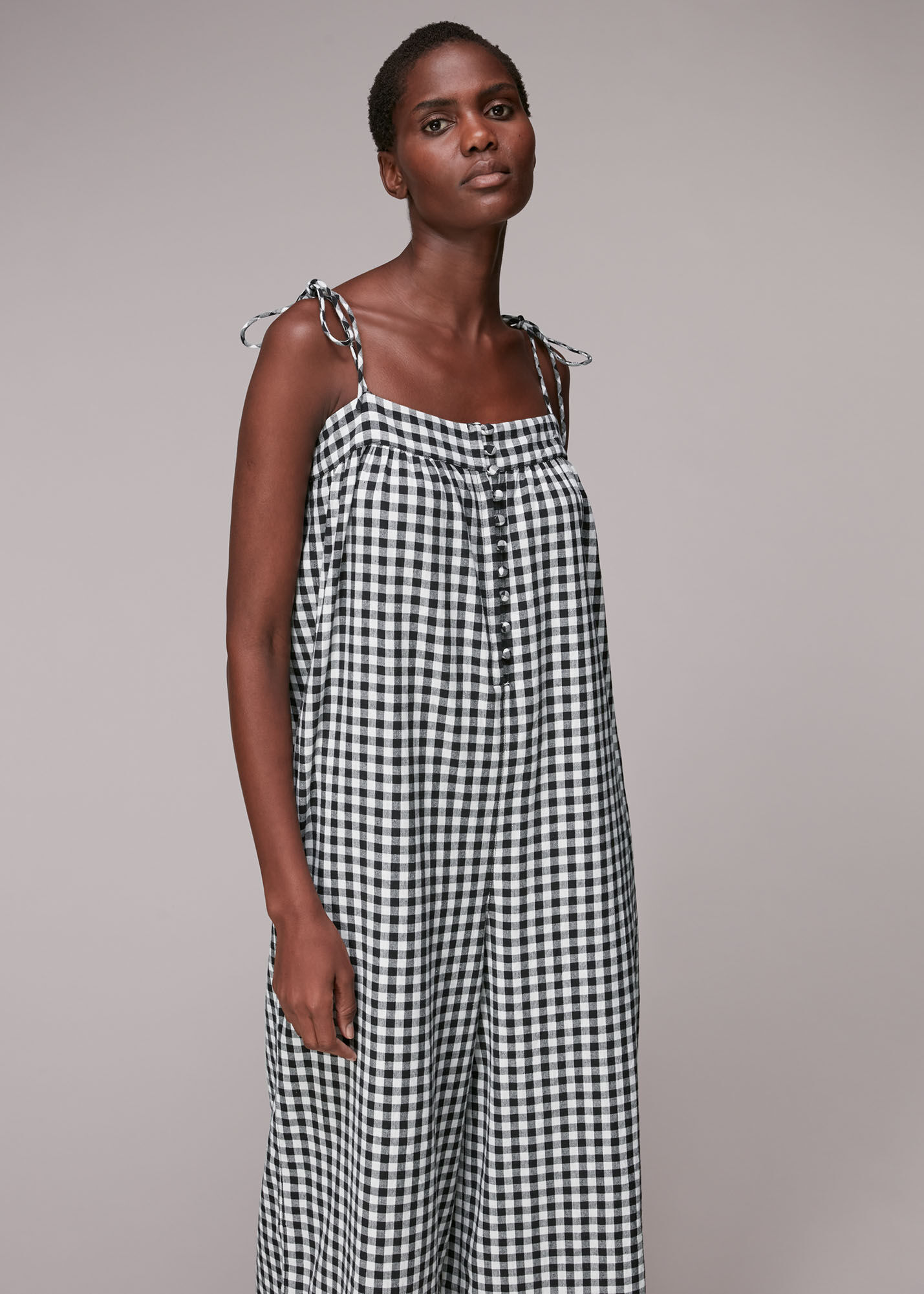 Black And White Penny Tie Gingham Jumpsuit WHISTLES