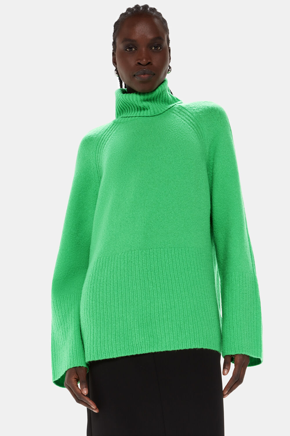 Textured Rib Detail Roll Neck