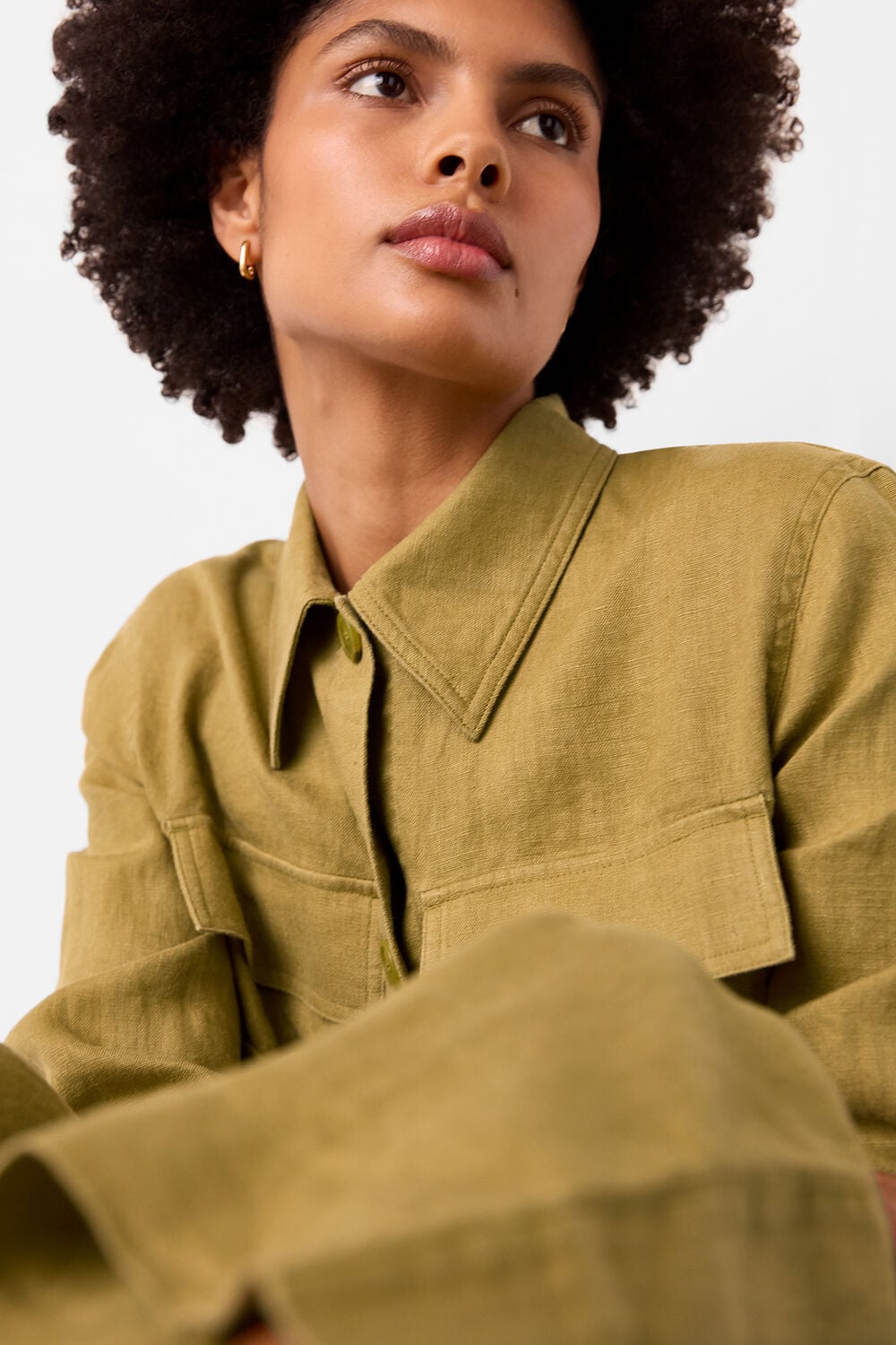 Olive Abby Linen Casual Jacket