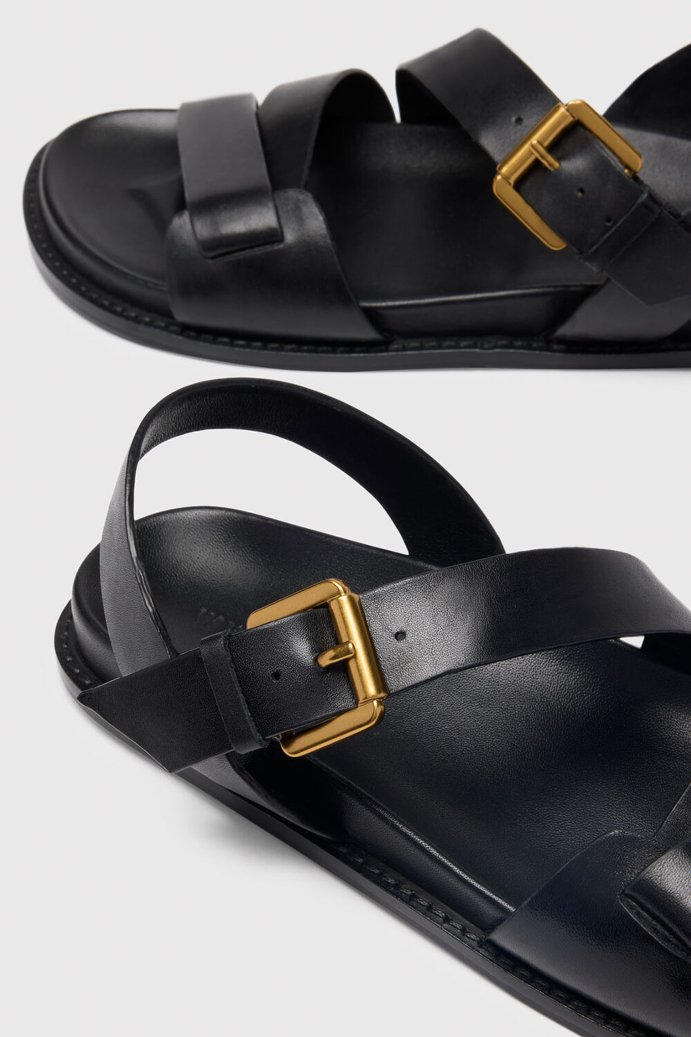 Black Asymmetric Buckle Sandal