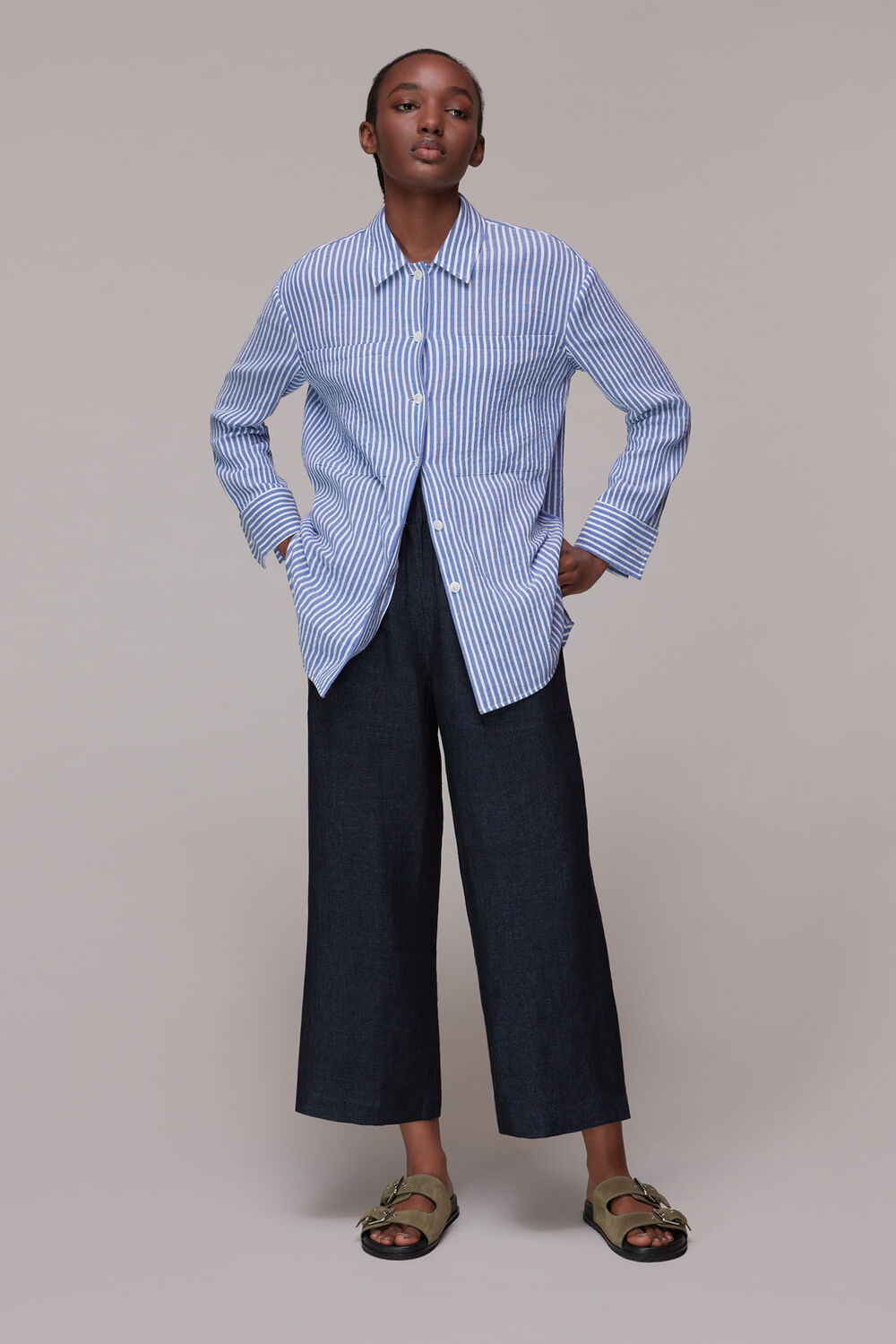 Navy Linen Indigo Trouser