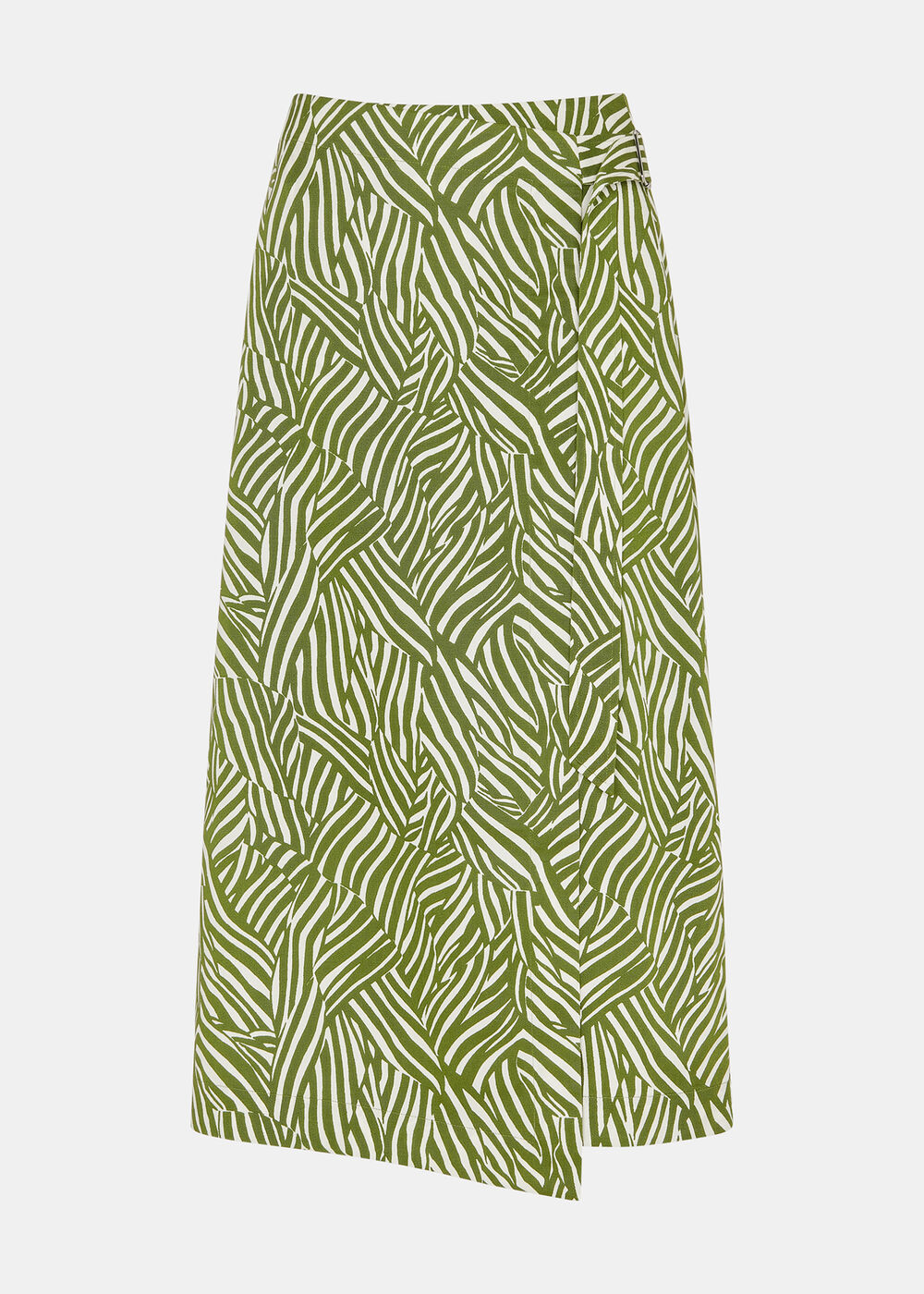 Linear Leaf Wrap Midi Skirt