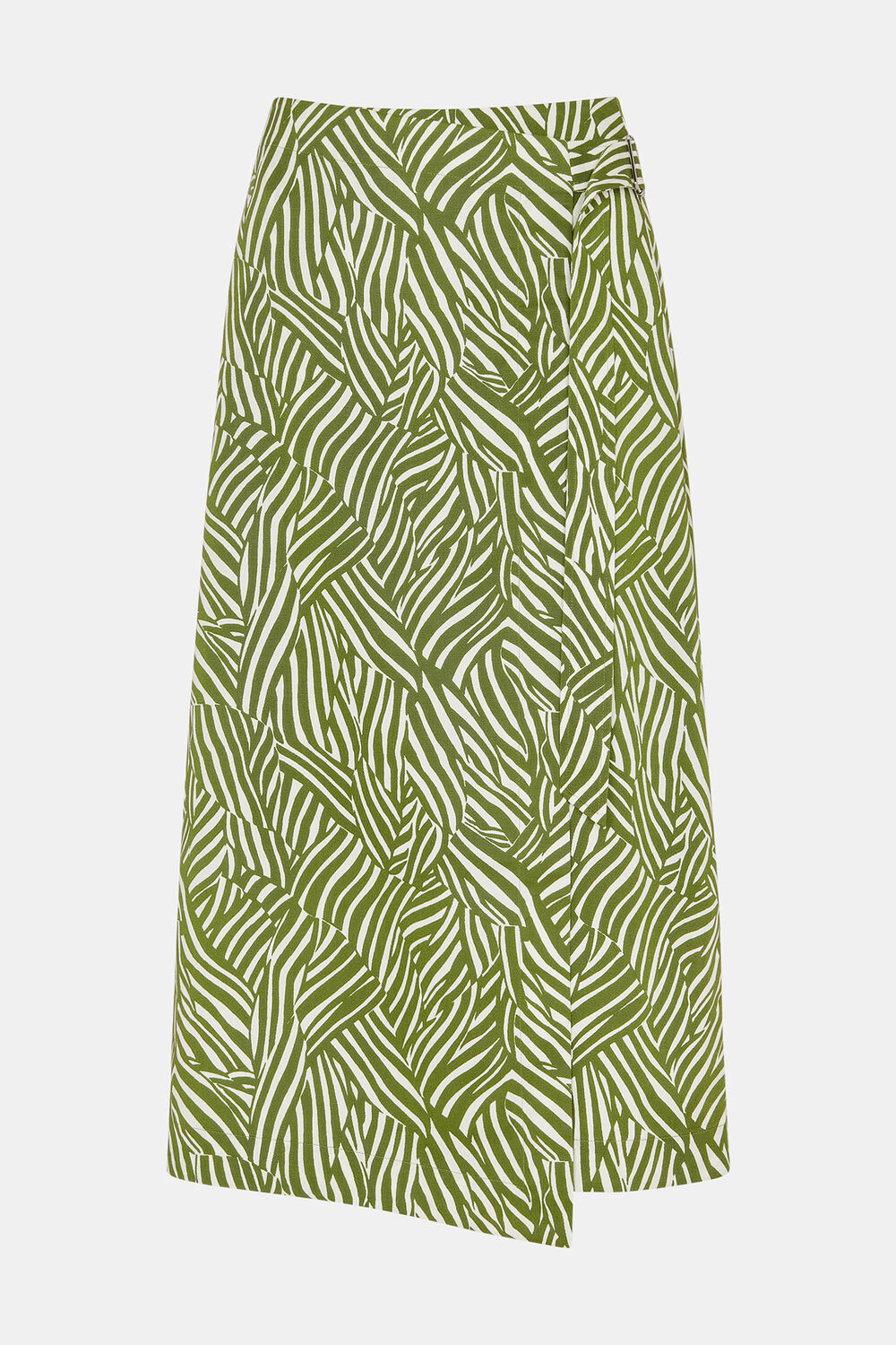 Linear Leaf Wrap Midi Skirt