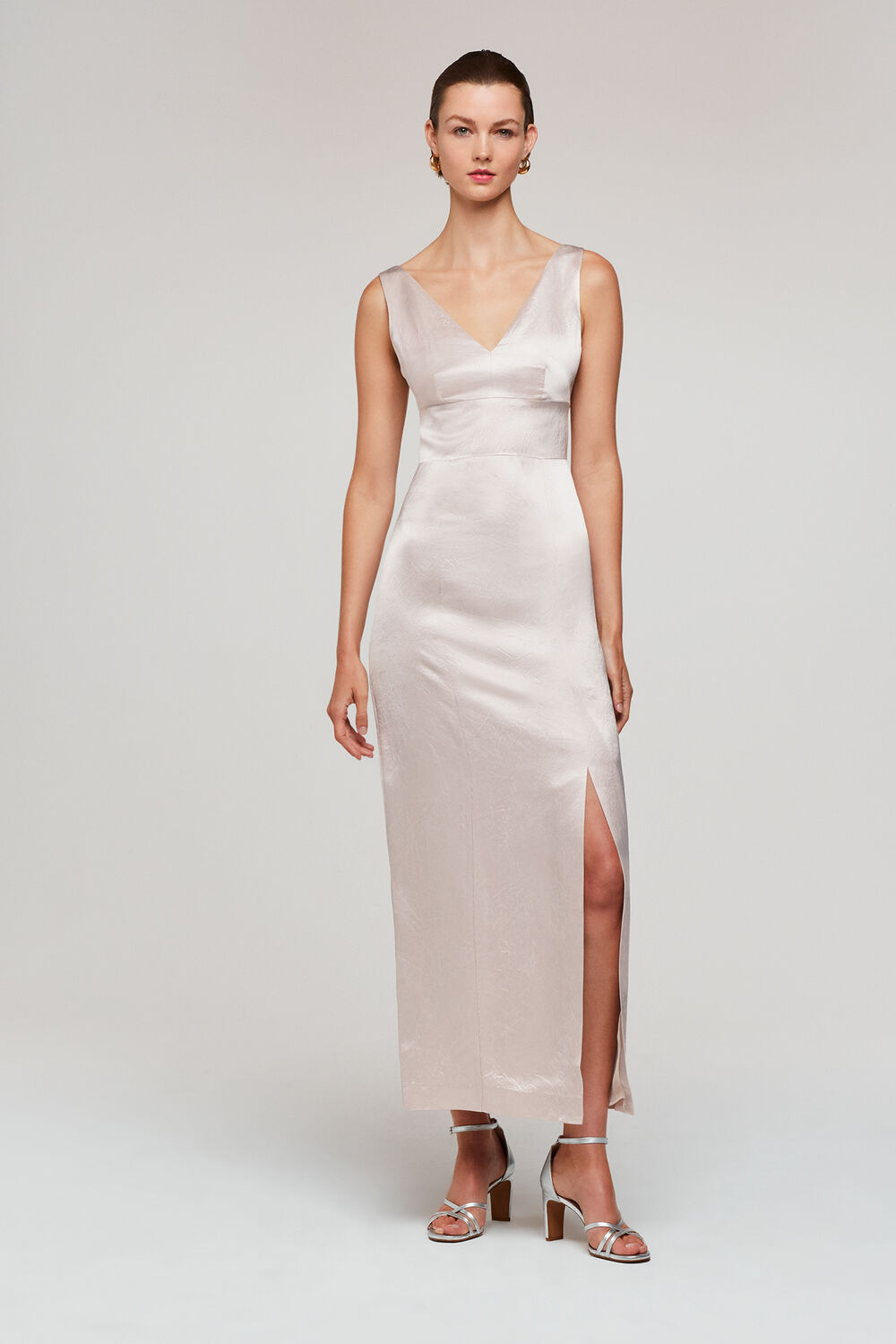 Champagne Charlotte Satin Maxi Dress