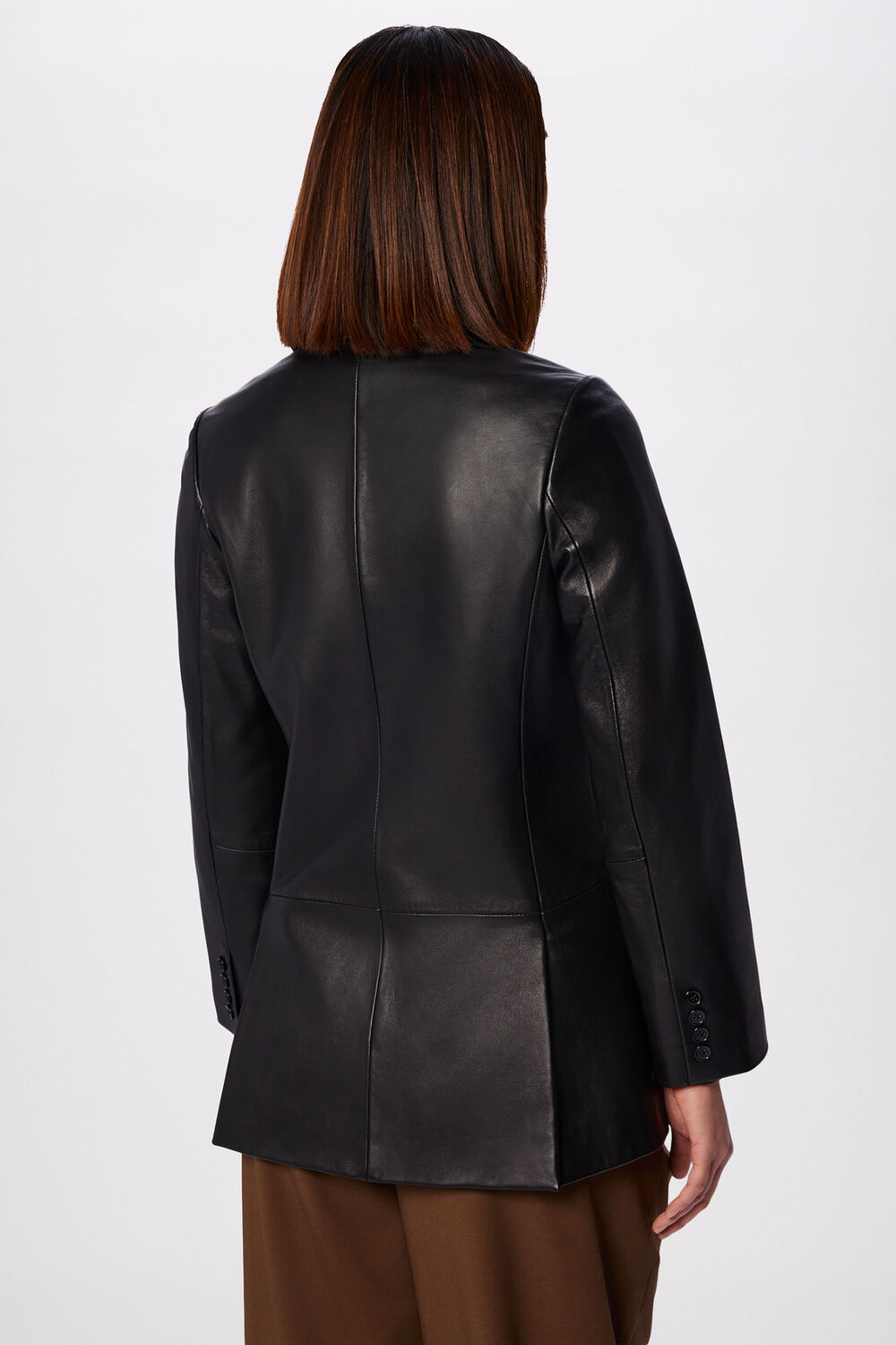 Black Aliza Waisted Leather Blazer