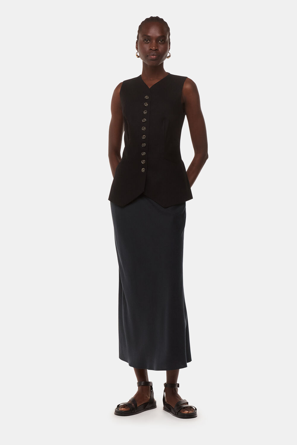Black Louise Bias Cut Skirt
