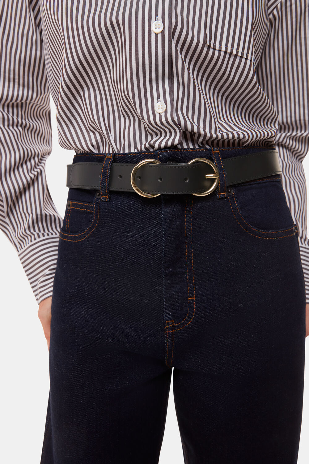 Black Double Ring Buckle Belt