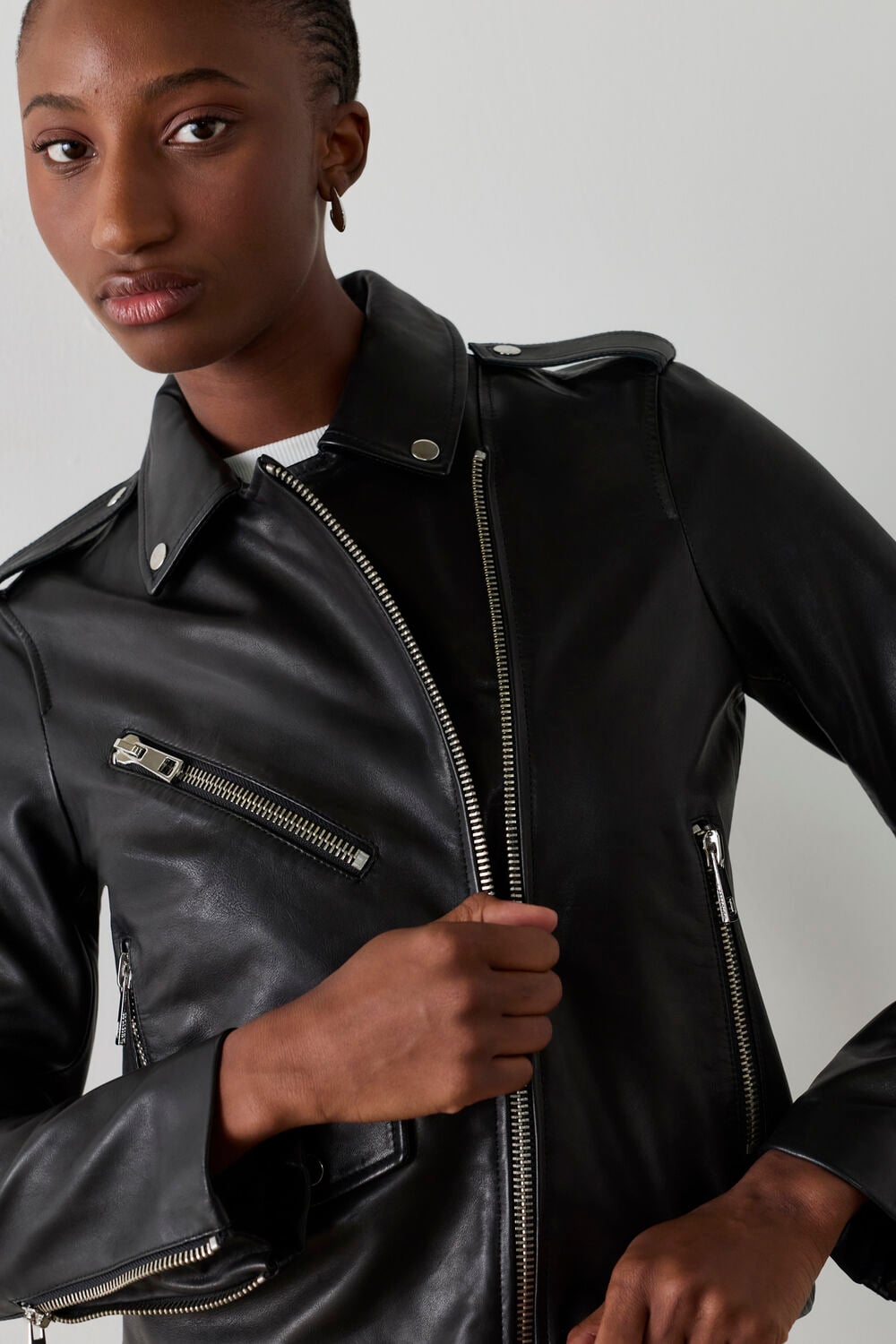 Agnes Pocket Leather Jacket