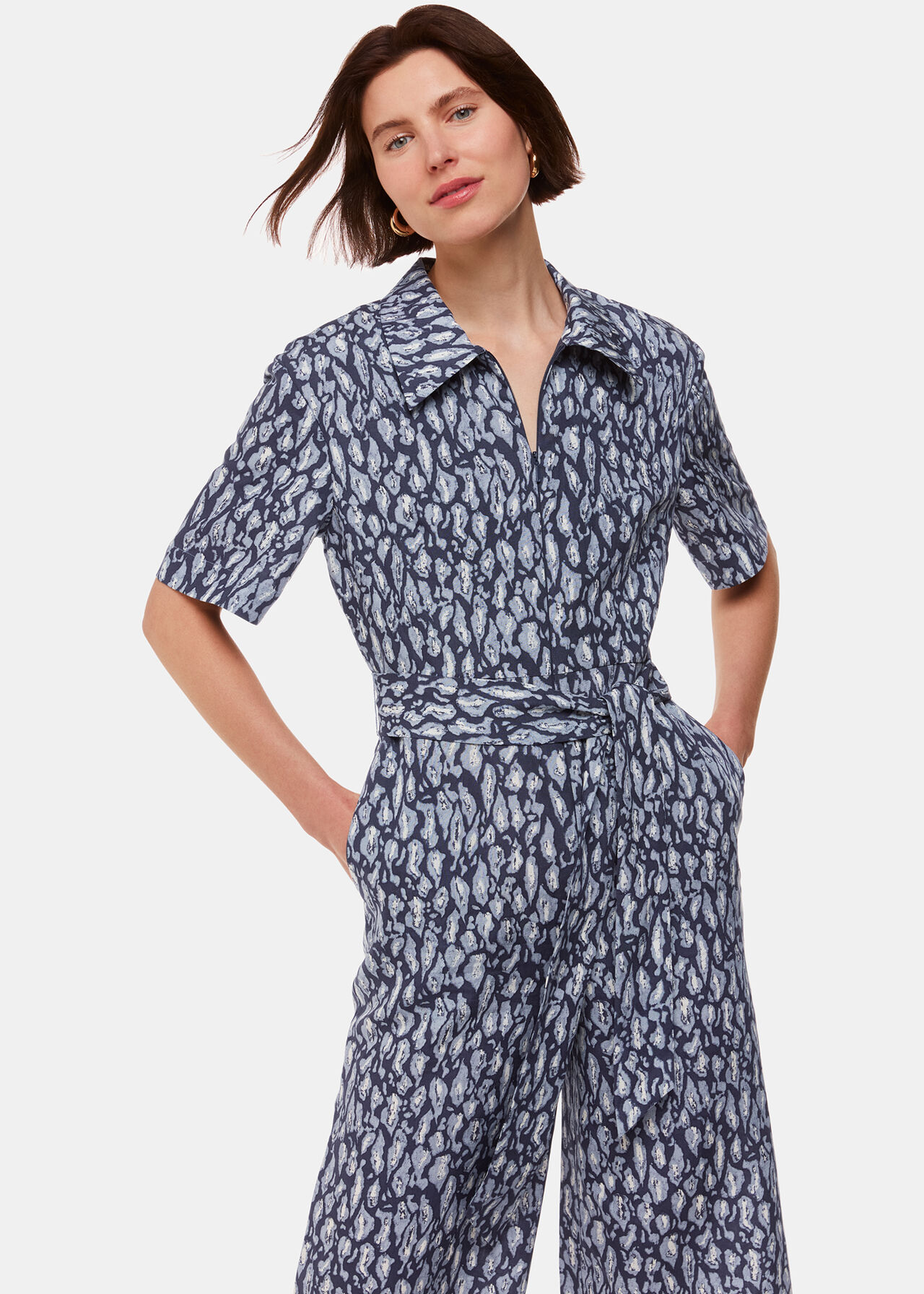 Leopard Linen Blend Jumpsuit