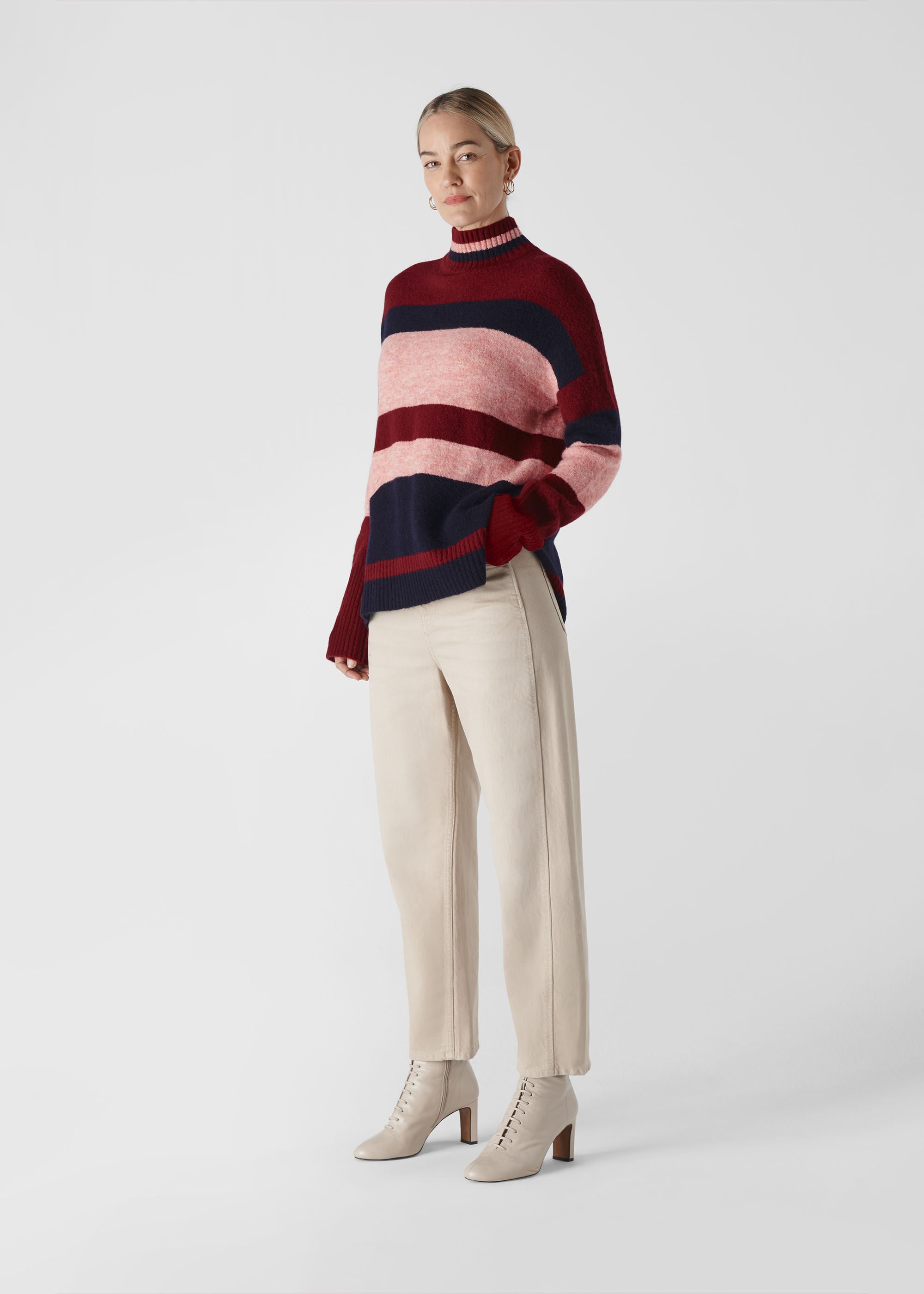 striped roll neck jumper