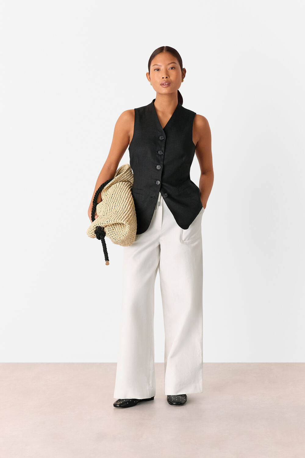 Petite Leona Linen Blend Trouser