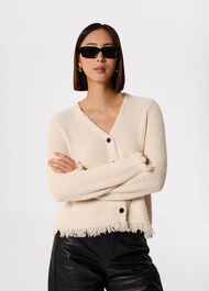 Cotton Boucle Fringe Cardigan