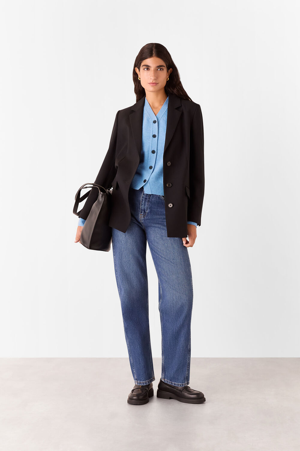 Button Front V Neck Cardigan