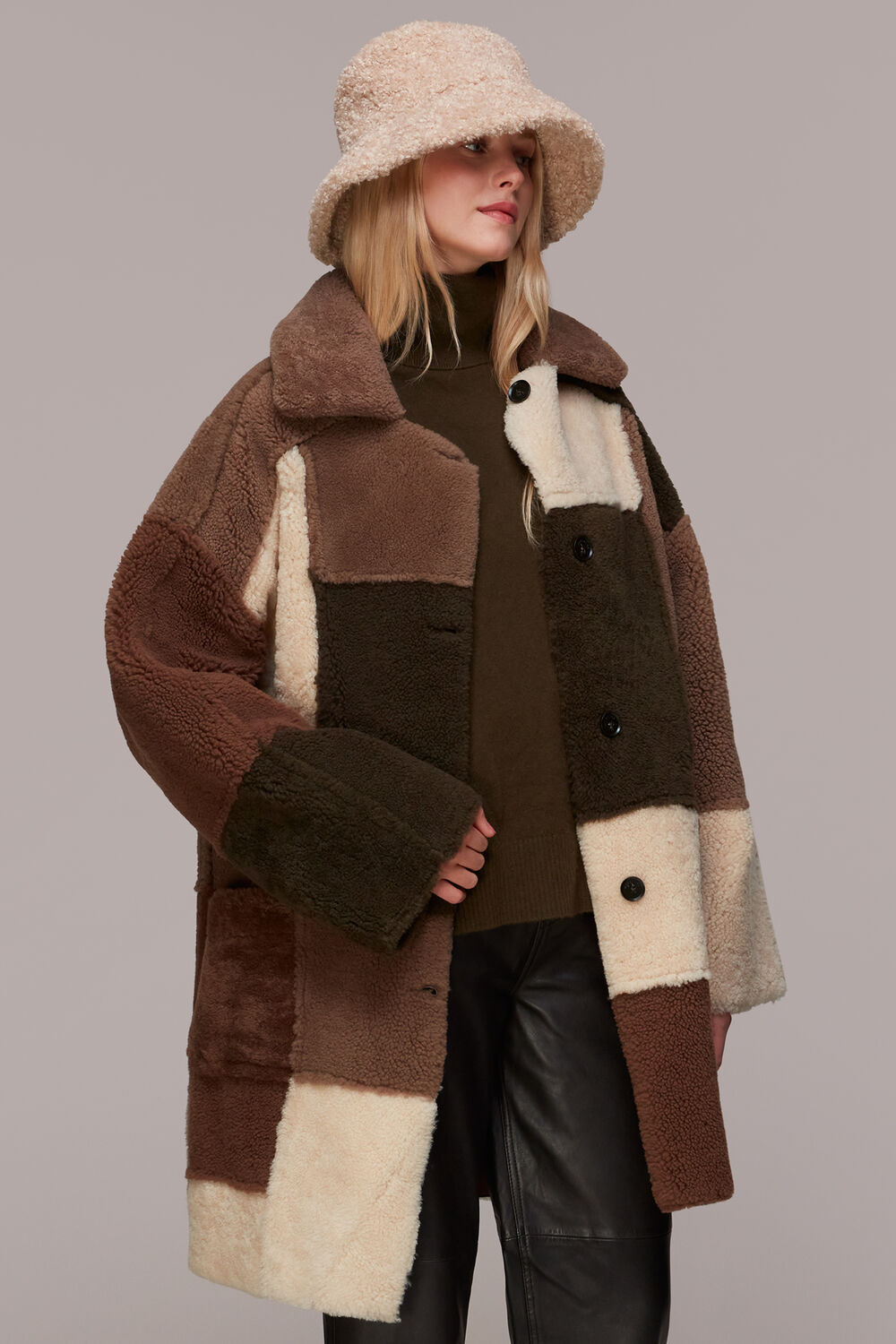 Brown Reversible Patchwork Coat