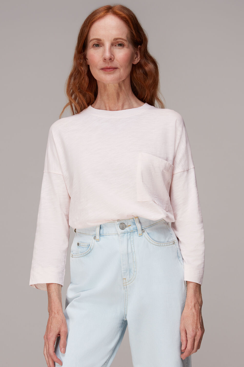 Pale Pink Cotton Patch Pocket Top