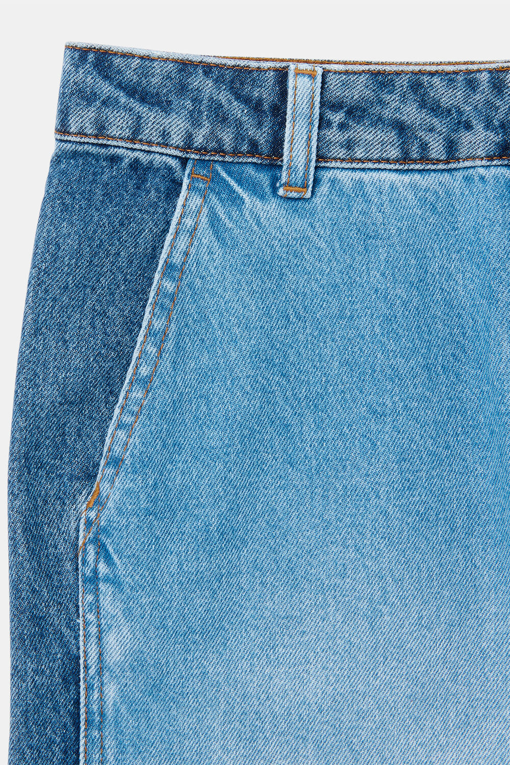 Denim Patchwork Barrel Leg Jean