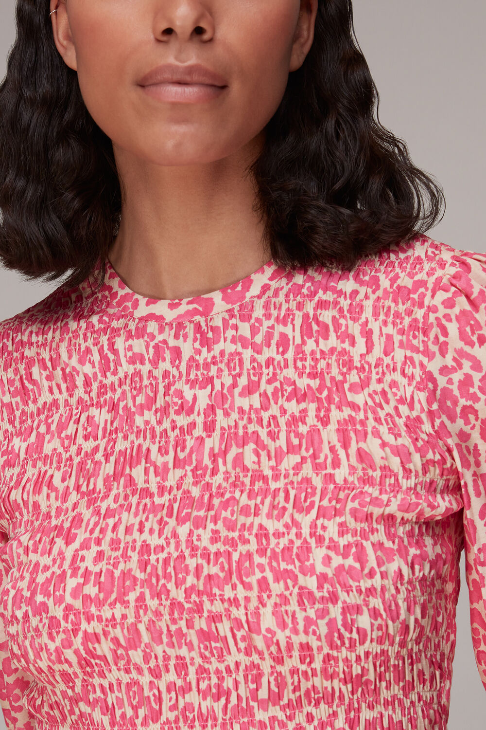 Cheetah Print Shirred Dress