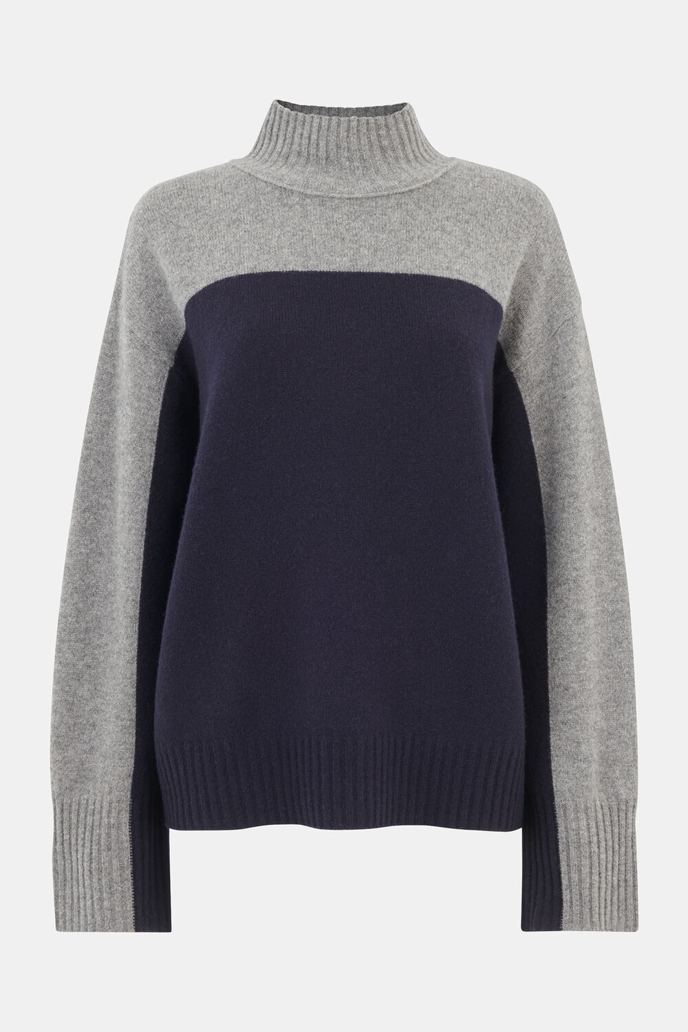 Wool Colour Block Funnel Neck